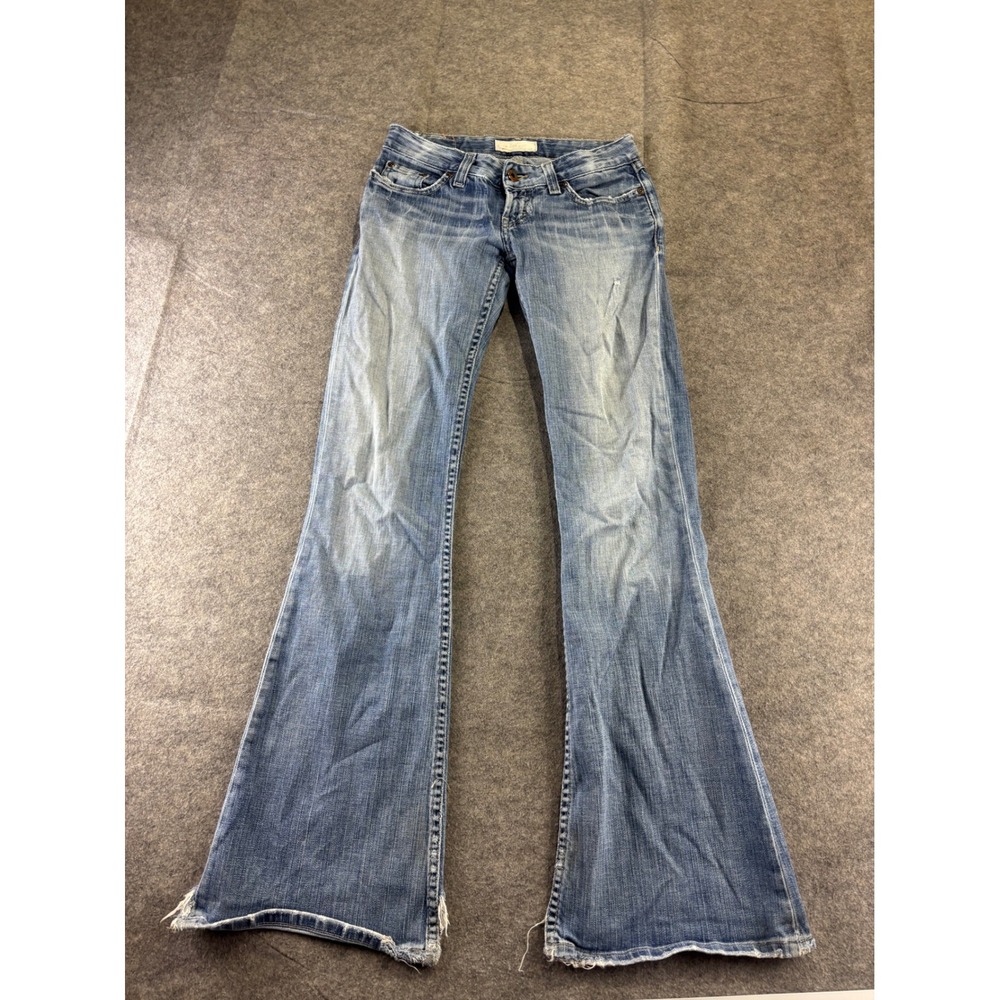 BKE 26x32" Denim Super Low Rise Flare Jeans Light Wash Distressed Blue y2k 2000s
